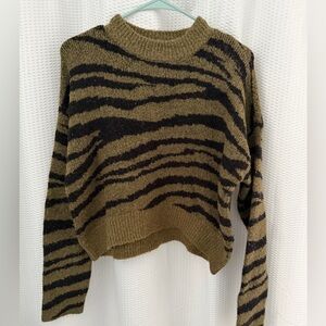 Kendall & Kylie Olive and Black Zebra Sweater